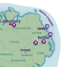 Fermanagh, Tyrone, Londonderry, Cavan, Antrim, Down, Armagh, Monaghan